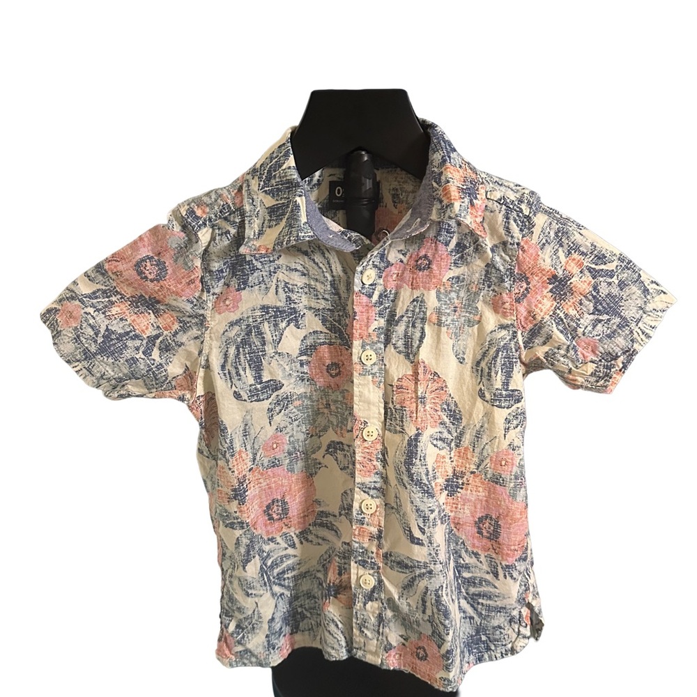 3T OshKosh B'gosh Kids Floral Button Down Shirt - Blue and Pink